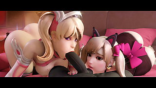 Pink Mercy And Black Cat D.va