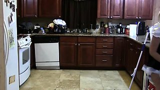 Mandie: Diapered Maid Cleaning Kitchen