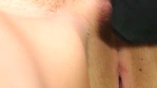 Brunette babe gets her pussy slapped with a pad