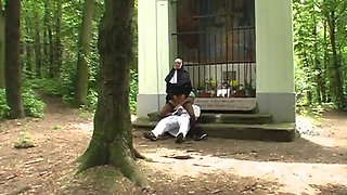 Pussy fucking pussy fingering in the forest...cum in mouth