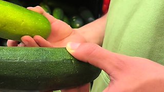 Kinky Crazy Skinny Teen fucks herself with Cucumbers until