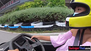 Thai teenage amateurs GF go karting and sex