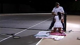 Sexy And Horny Brunette Gets Ass Fucked On The Tennis Court