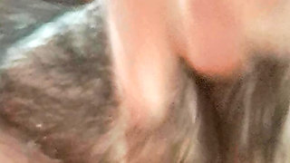 53 year old milf, tits and pussy covered in cream, wet in the shower