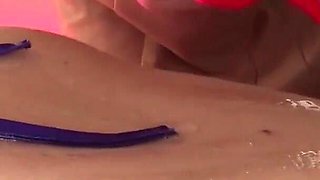 Itsuka Momooka Covers Rabu Saotome in Hot Oil and Fucks Her with a Dildo - It Runs Down Her Thighs! Watch Her Drip!