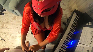 Hot Step-mom Feeding Her Ass and Pussy with Piano Teacher