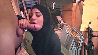 Arab babe with hijab sucks monster cock and loves it