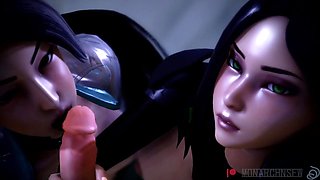 Valorant Sage & Viper and cock Threesome by Monarchnsfw, animation with sound 3D Hentai Porn SFM