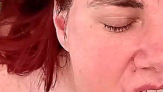 Chubby Redhead Gets Pissed in Her Mouth Swallowing It