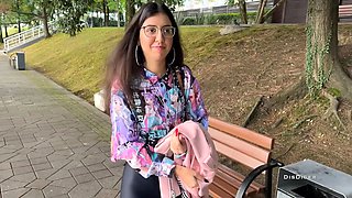 Picked up a hotty on the street, fucked and jizz on her glasses