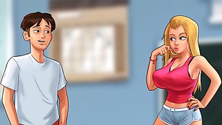 Anime teacher big tits, anime teacher, summertime saga with sound