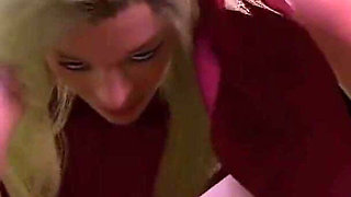 Crazy blonde Milf strip and fuck POV
