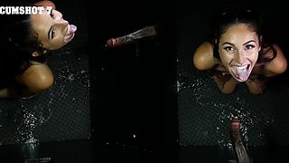 Ashley Wolf got her mouth full of sticky sperm.