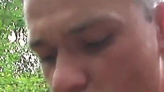 Sexy slut trains in the woods when a eager cock stops her and shoves his cock in her ass