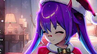 Brunette cums to hentai