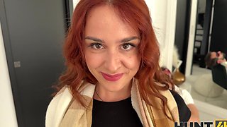 Redhead beauty Norah Juliette gets her tight pussy railed in pov