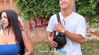 Hot latina gets picked up in the street and takes on strong young cock