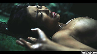 Asian Japanese Girl Emiri Momota Gets Trapped in the Woods - Vines Bondage Creampie