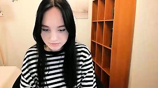 Cute curly brunette solo webcam masturbation