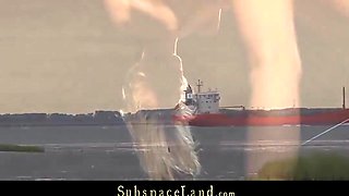 Paris Pink In Leashed Slave Walked As Pet On The Beach