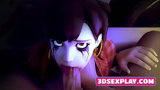Cartoon Gentle DVa Gets a Big Cock in Her Mouth