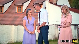Blonde Bride with Natural Tits Fucked Hard Outdoor on Her Wedding Day - Ella Belle, Falco White, Dave Heard