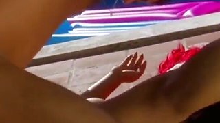 Stunning brunette babe sucks and rides hard cock outdoors