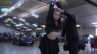 A sexy slave Emily Addams gets punished in the car by her owner