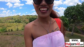 Thai teenage tasting her BFs seeds outdoor