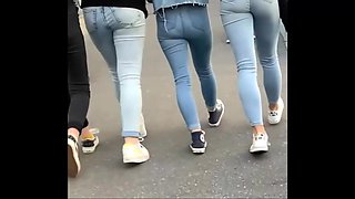 Cute girl with Tight Jean on street