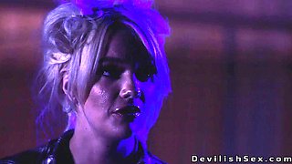 Busty blonde in dress fucked in the garage