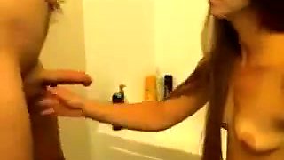 college girl suck   fuck in the bathroom