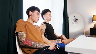 Angel Elias and Dante Snoww jerking off together