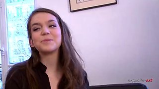 Cute French student seduced and made her first porn video