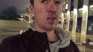 Public facial and cum walk!