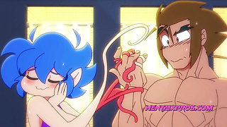 Horny girl gets fucked in the gym locker by a big cocked bodybuilder - Uncensored Cartoon