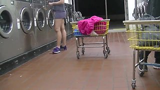Helena Price Public Laundry Upskirt Showing Taunt! Exhibitionist COUGAR Vs School Spycam at the laundry! (Part1)