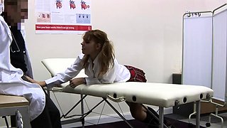 Uniform nurse CFNM get tugjob and BJ