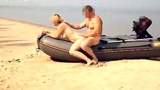 Naked couple relaxing with outdoor hardcore activities