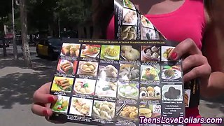Jizz swallowing teenie paid