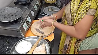 Indian Desi Aunty Making Food In Kitchen Our Husband Went To Come Sex And Cow Girl Style Sex With Hot Boobs