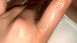 I rub myself and put my finger in my fat pussy because I couldn't stand the horniness anymore