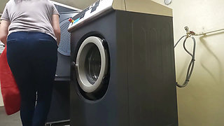 Caught my Stepmom she tries to put clothes in the washing machine - Hot Ass MILF Housewife Fucking and Creampied