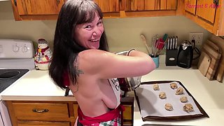 Sexy, Naked MILF Bakes Christmas Cookies
