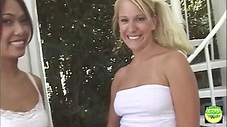A guy joins cute Asian Veronica Lynn and insatiable blonde Erin Moore for an unforgettable threesome