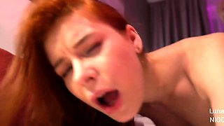 Sexy nymph jizzing stiff in her taut pussy, getting