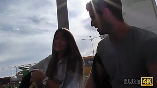 Hunt4k. Angella Christin from bus station comes to service