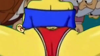 Dirty Orgy of Housewife Mrs. Sinpsom with Old Men at the Casting. Cartoon Parody