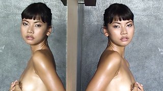 Petite brunette and Thai MILF strip nude