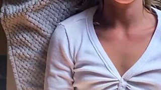 Cute blonde with orgasms from pierced tits